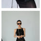 WANXO black one-shoulder suspender dress women's summer new 2022 sexy hollow knitted mid-length skirt