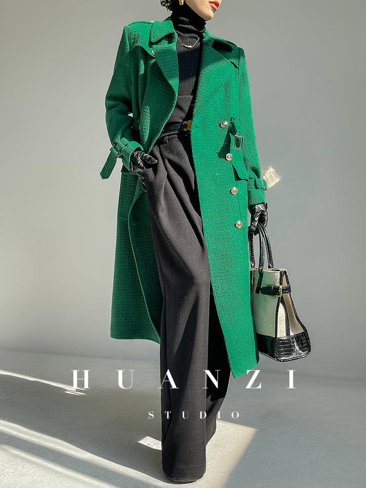 Autumn Fall winter light luxury high-end wool tweed plaid coat jacket - Kuli