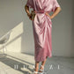 HUANZI custom designer high-end glossy silky elegant dress -Diana