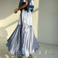 HUANZI custom designer acetic loose short-sleeved silky elegant dress -Leila passion