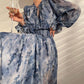 Aconiconi｜French  elegant blue print spring summer dress - hiju