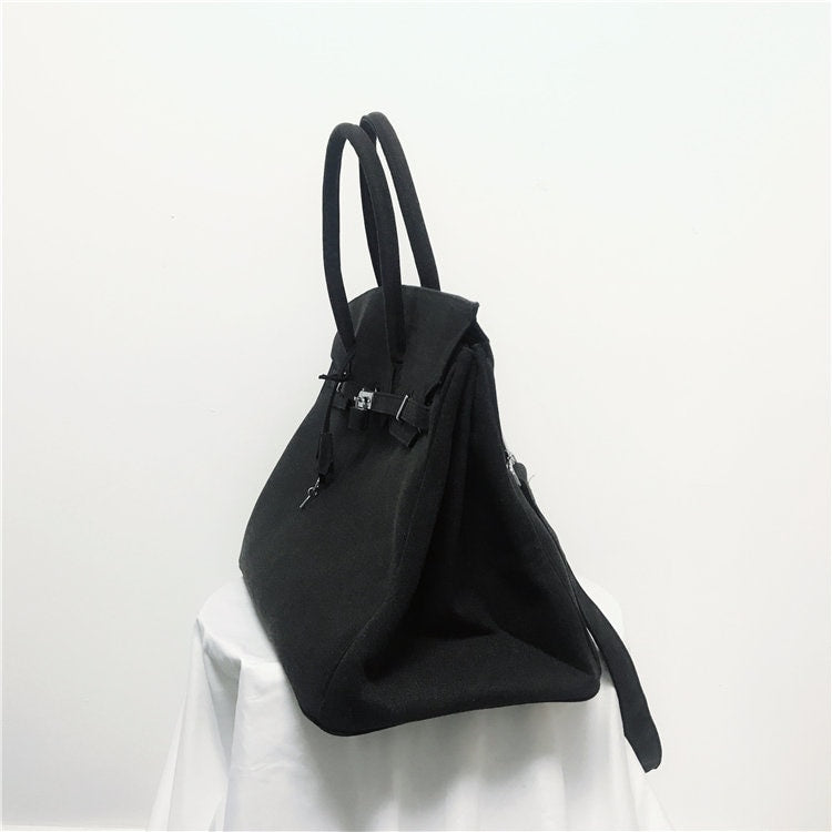 Retro birkin inspired canvas weekender overnight weekend travel bag fashion high street travel handbag