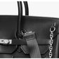 Retro birkin inspired handmade PU Leather Black tote buckle men/women's weekender travel overnight weekend handbag
